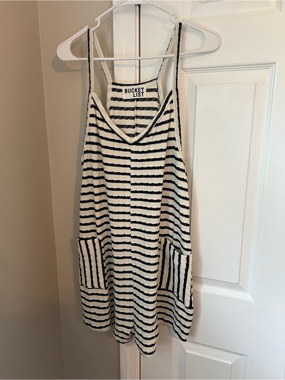 BUCKETLIST Black and White Striped Knit Romper